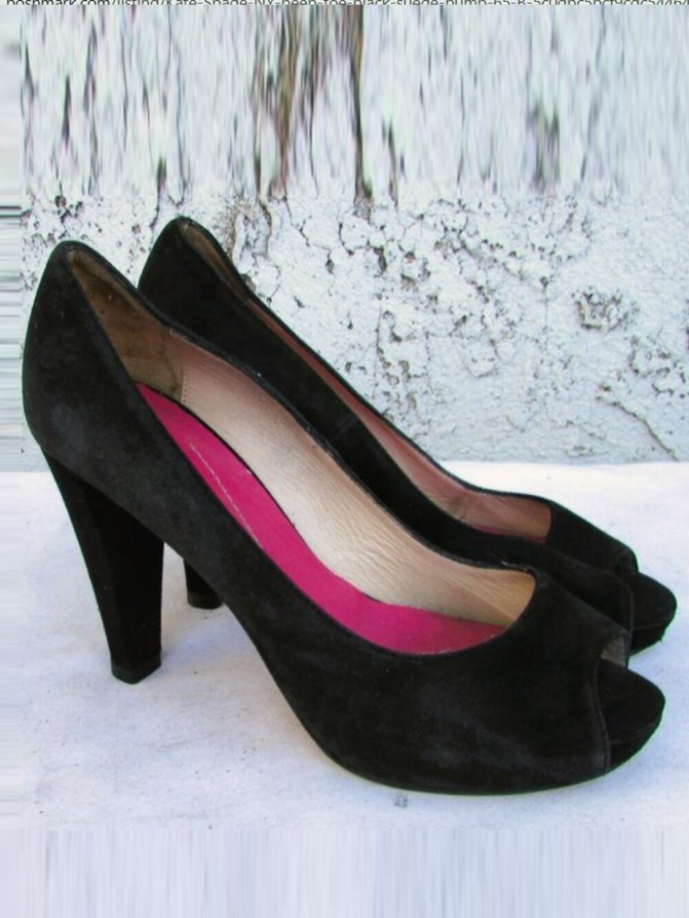 Kate Spade NY peep toe black suede pump 6.5 B